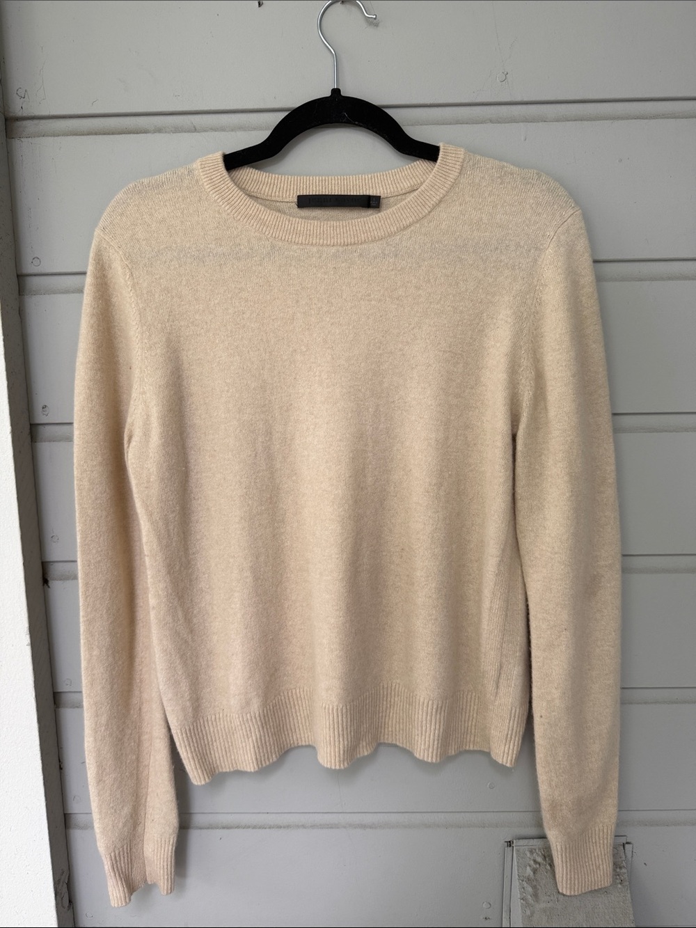 Jenni Kayne Ribbed Crewneck Sweater in Soft Beige